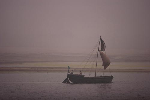 Fishing on the river Ganga Varanasi, Uttar Pradesh, North India