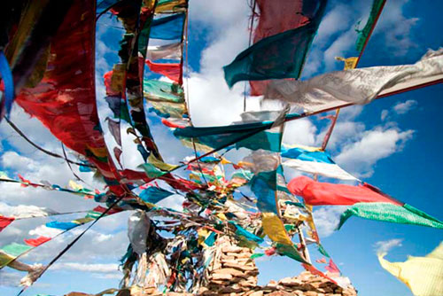 "Prayer flags in the wind" Lake Manosarovar, Western Tibet